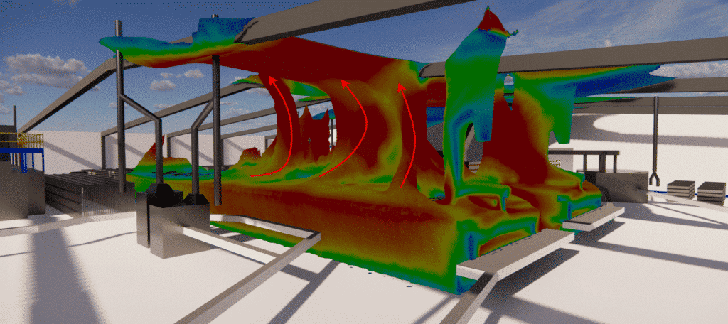 Identification des panaches thermiques au dessus d'un four industriel