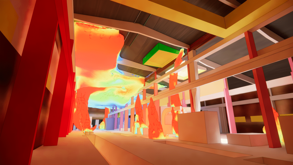 Simulation numérique des panaches thermiques avec concentrations de particules fines dans une aciérie.