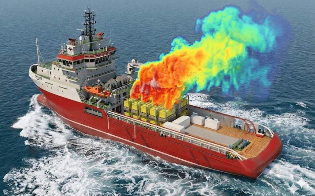 CFD Simulation – Thermal plumes from compressors on an offshore vessel at sea